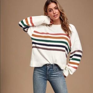 Heart to Heart Ivory Multi Striped Sweater